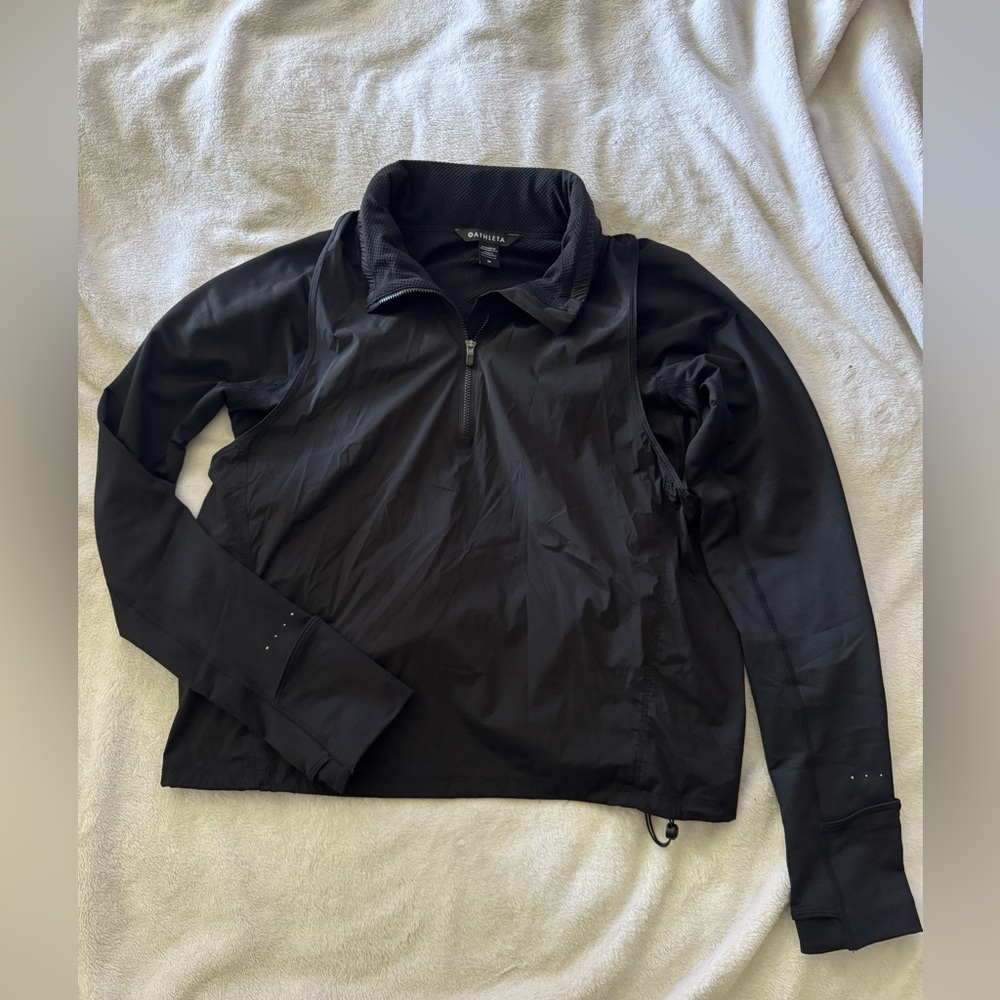 Athleta Black Quarter-Zip Cropped Jacket